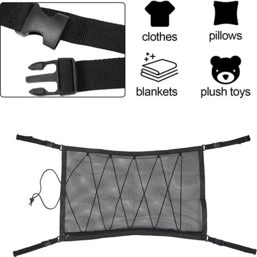 1PCS 90*65cm Black Car Roof Ceiling Cargo Net Pocket Mesh Organizer Storage Bag Pouch for Car Truck Van SUV