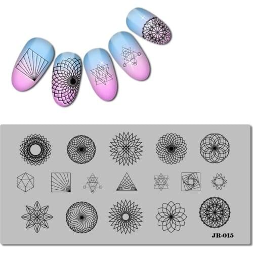 2017 Stainless Steel 6X12 cm Nail Stamping Plate Template FLOWER SWIRL VINE LOVE LETTER MUSIC NOTE HALLOWEEN MERMAID JR011-020