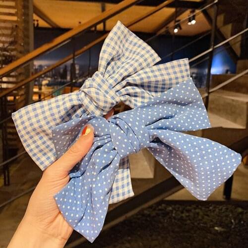 Blue Pastoral Bow Hairpin Korean Fabric Hairpin Gentle Fairy Headdress Hair Accessories Girls Ladies Hairpins Cute
