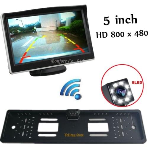 HD 5" Car Parking Assistance Car Mirror Monitors , 3 in1 Wireless Car Rear View Camera Monitor 2.4Ghz Wireless Video Kit