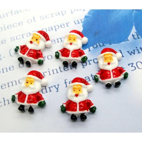 20Pcs Resin Christmas Santa Claus Crafts Flatback Cabochon Scrapbooking Decorations Fit Hair Clips Embellishments Beads Diy