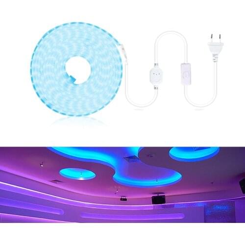 Waterproof 220V LED Strip Light Flexible LED Tape 220v Light EU Plug Switch LED Ribbon High lumens Diode Kitchen Lights lamp