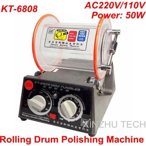 KT-6808 Rolling Drum Polishing Machine Jewelry Vibratory Tumbler Barrel Rotary Tumbling Machine Jewelry Polisher Capacity 3kgs