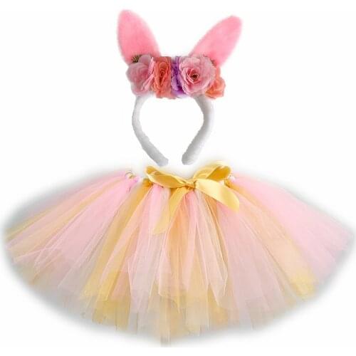 Easter Bunny Tutu Skirt Girls Birthday Party Role Play Clothes Kids Fluffy Tulle Dance Skirt Carnival Halloween Rabbit Costume