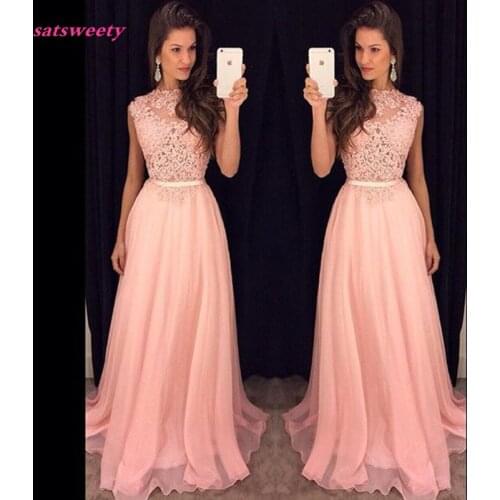 Bridemaid Dress vestido longo Sexy Sho-me 2020 New Cheap Pink Lace Bridesmaid Dresses Wedding Party Dress vestido Real Photos