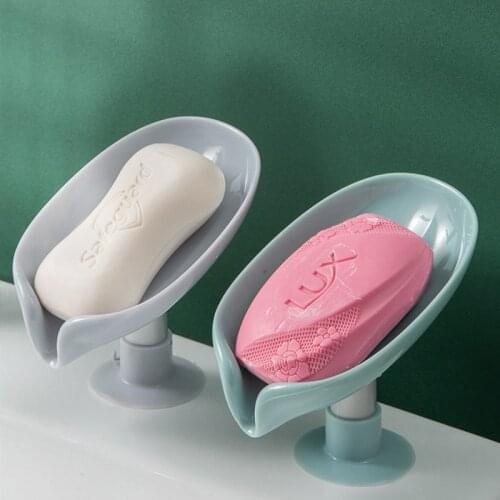 1 Pc Drain Soap Box Leaf Soap Box Creative Home Furnish Free Perforation Suction Cup Soap Box Personality Cute Drain Soap Shelf