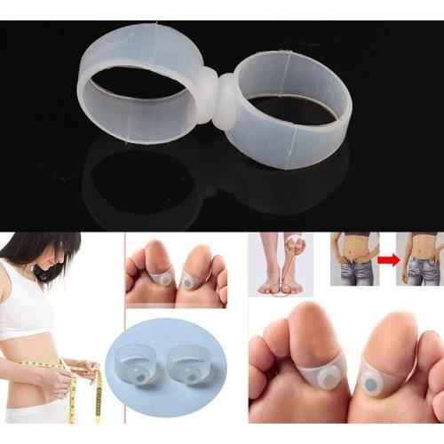 2Pcs/Pair Magnetic Therapy Slimming Toe Rings Fast Lose Weight Burn Fat Reduce Fats Body Silicone Foot Massage Toe Rings