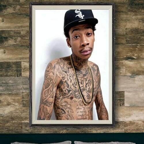 294 Wiz Khalifa Tattoos Rap R&B Hip-Hop Music Wall Silk Cloth Poster Art Decoration Gift