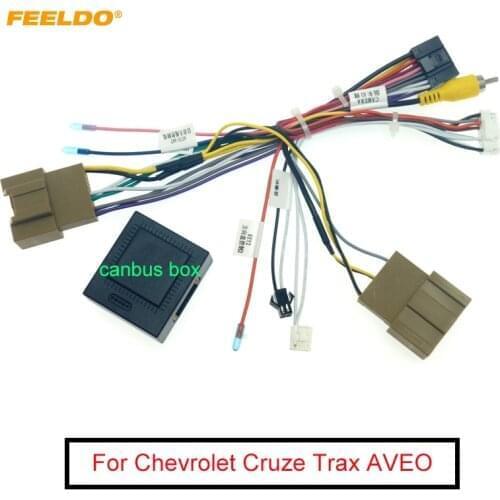 FEELDO 10set Car 16pin Audio Wiring Harness With Canbus Box For Chevrolet Cruze Trax AVEO Stereo Installation Wire Adapter