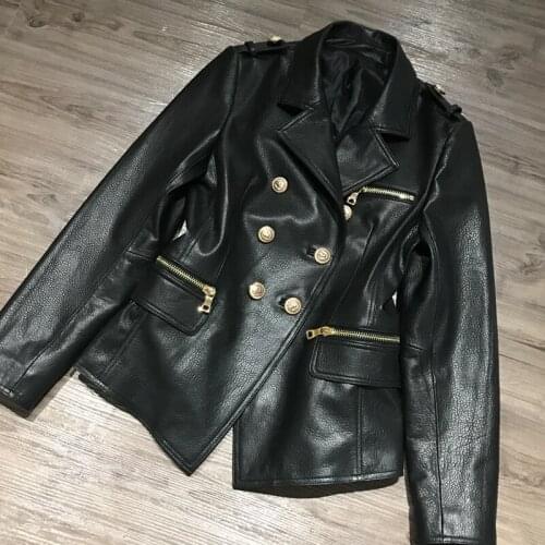 Blazer sheep ladies genuine women real lamb leather jacket
