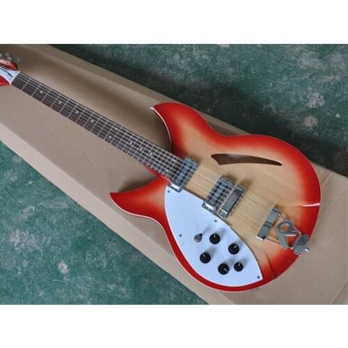 CS body 12 strings Left-handed Electric Bass Guitar with White Pickguard,Rosewood Fingerboard,Provide custom service