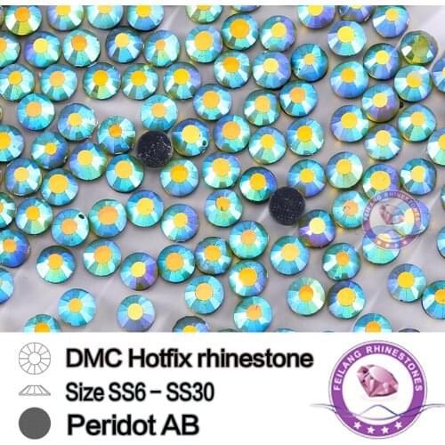 DMC Hotfix SS6-SS30 Peridot AB Rhinestones For Garment Accessories Shoes Decoration Crystal Stones
