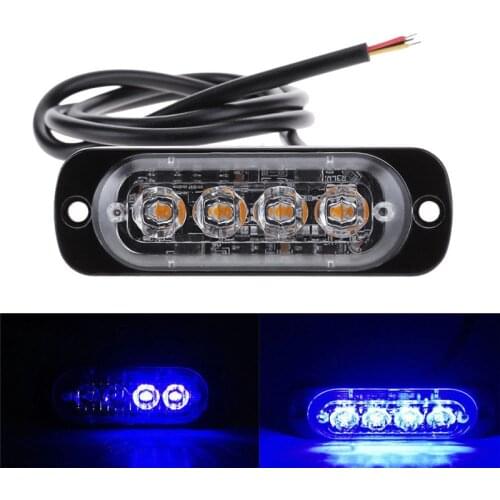 Traffic Light Flashing Breakdown Emergency Car Truck Beacon Lamp Warning Amber Blue Color 4 LED Strobe Grill