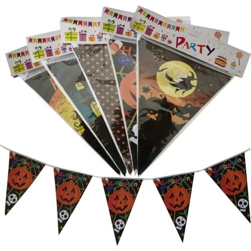 Halloween Decoration Pumpkin Skull Dot Bunting Pennant Flag Props Ghost Banner Garland Halloween Party Supplies Home Decor zz11