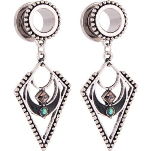 Stainless steel metal ear earrings body piercing earrings opal pendant ear piercing jewelry