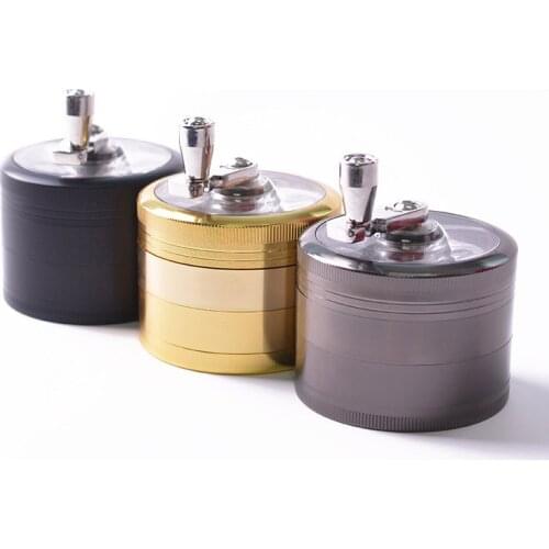 Portable Four-layer Metal Hand-crank Grinder 63mm Zinc alloy Handle Grinder Tobacco Shredder cigarette tool
