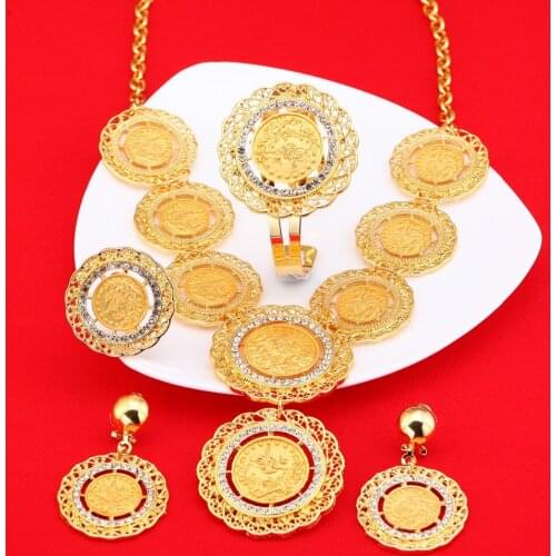 Christmas Gift Classic Style Afican Numismatic Modeling Vintage Costume Jewelry Gold Color Jewelry Set