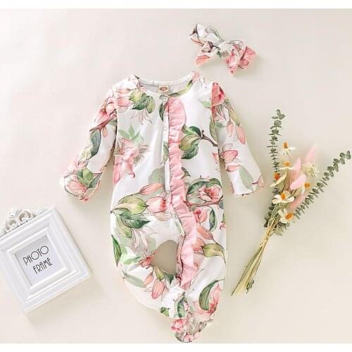 Newborn Infant Baby Girl Boy Footed Sleeper Romper Headband Clothes Outfits Set winter romper jumpsuit mamelucos invierno new