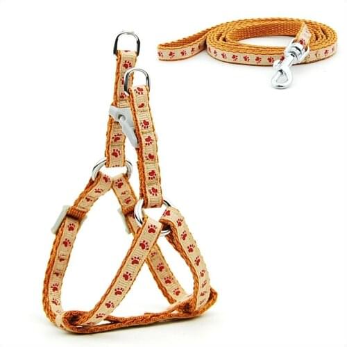 Pet Dog Paw Printing Harness and Leash Set Summer Chihuahua Fashion Harness for Small Dog Adjustable Walking Puppy Accessory