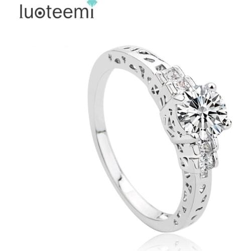 LUOTEEMI Elegant Women New Environmental Quality Exquisite Cubic Zirconia Rings For Women Wedding Jewelry Love