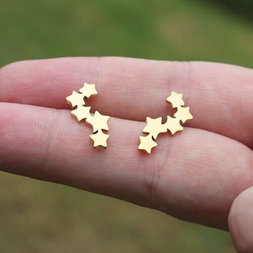 Fashion Hypoallergenic Star Stud Earrings Stainless Steel Elegant Wedding Jewelry Light Stud Earring Bride Gifts
