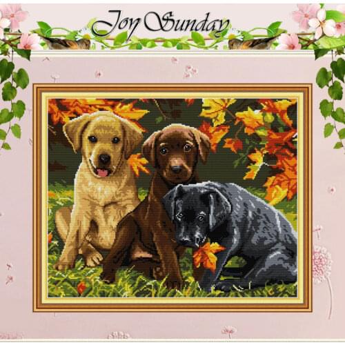 Three dogs animals patterns counted Cross Stitch 11CT 14CT Cross Stitch Sets wholesale Cross-stitch Kits Embroidery Needlework