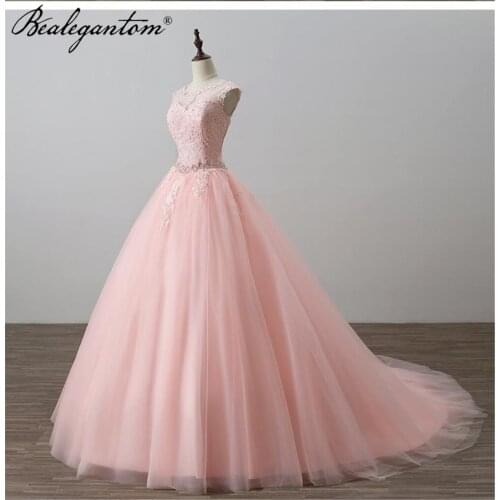 Bealegantom Cheap Tulle Quinceanera Dresses Ball Gown Appliques Sweet 16 Prom Party Gown Vestido 15 Anos QD117