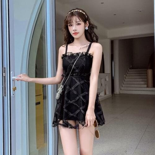 2021 New Korean Style One Piece Swimsuit Swimwear Women Classic Vintage Print Sexy Backless Bathing Suits Beachwear Swim Wear