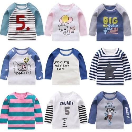 New Product Children Boy New Cartoon Design Baby Cotton Top Spring Clothing Toddler Fashion Long Sleeve T-Shirt Cute Child Girl