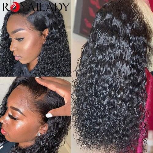 Royal Lady Water Wave Lace Front Human Hair Wigs Brazilian Hair 4x4 Lace Closure Wigs for Black Women Pre Plucked 180% Density