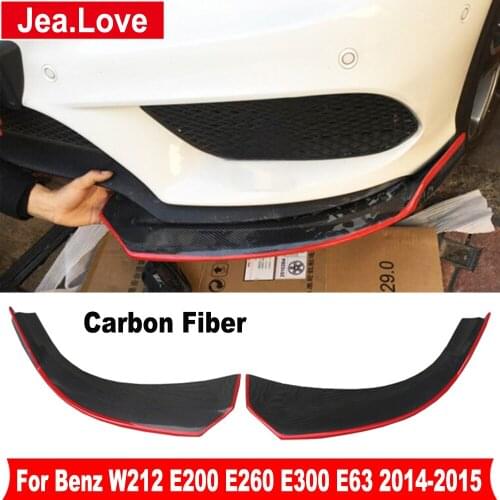 R Style Real Carbon Fiber Front Aprons Bumper Splitter Cover Protector For Benz W212 E200 E260 E300 E63 2014-2015 Car Styling