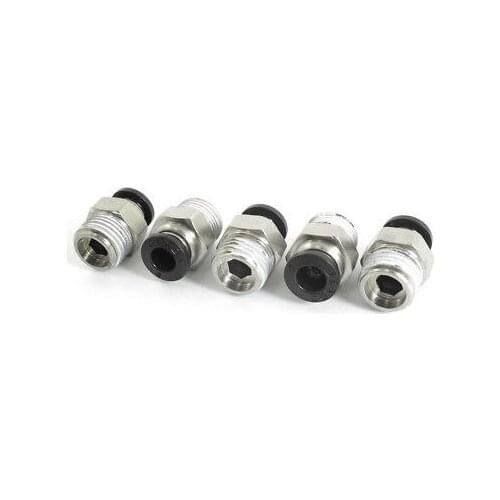 Pneumatic Fittings 6mm Tube to 1/4BSP Male Straight Connector Convertor 5 Pcs