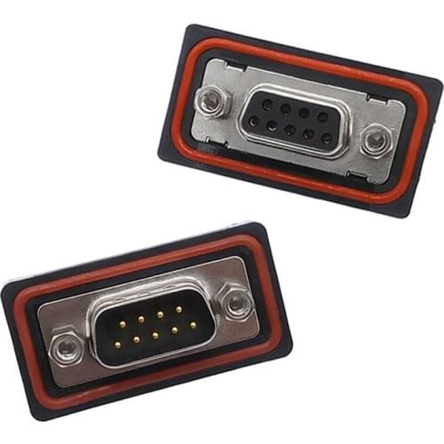 DB9 connector IP68 RS232 485 D-SUB waterproof connector plug connector 9 pin solder D-type plug brass gold plating 3U