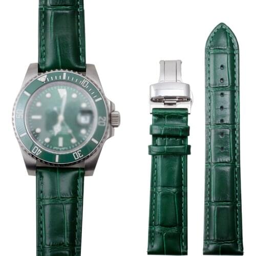 Green Genuine Calf Hide Leather Watch Strap For CITIZEN Rossini Seagull Role Green Water Ghost Watchband Bracelets Band 20MM