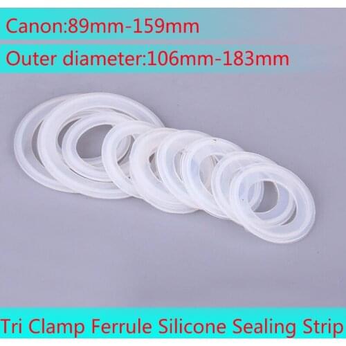 5Pcs Fit 89mm-Pipe x 159mm O/D Sanitary Tri Clamp Ferrule Silicone Sealing Strip Gasket Ring Washer clamp ferrule silicone seali