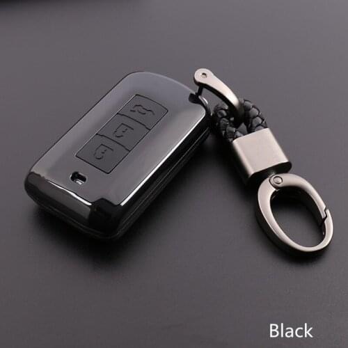 Carbon Fiber Silicone Key Cover Case For Mitsubishi Colt Outlander 2016 Lancer 10 Pajero Sport ASX L200 Smart 2/3 Buttons