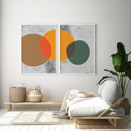 Modern Color-Blocking Art Canvas Painting Two Picture Combination Home Decor Nordic Wall Art Posters and Prints for Living Room