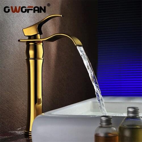Modern Waterfall Basin Faucets Bathroom Sink Taps Gold-plating Luxury Marble Retro Bathroom Sink Taps Home Decoration H-001L