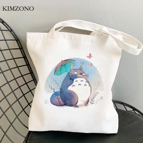 Totoro shopping bag reusable grocery canvas shopper recycle bag cotton bag woven fabric sacolas