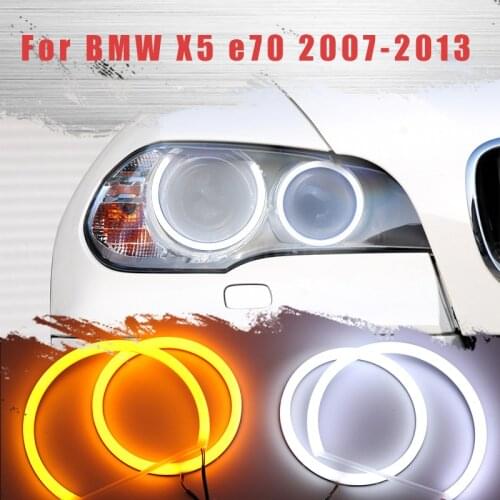 LED SMD Cotton Light Switchback Angel Eye Halo Ring DRL Kit for BMW X5 E70 2007 2008 2009 2010 2011 2012 2013