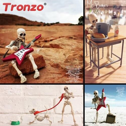 Tronzo Action Figure Movable Mr. Bones Mini Skull Figure Set Mini Skeleton Human Figure Toys Halloween Home Decoration Gift
