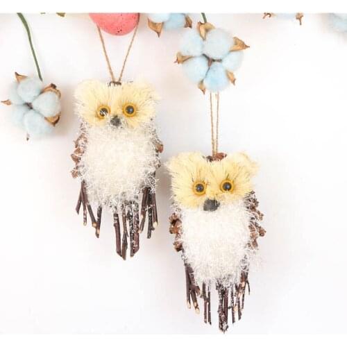 6.2" Height Pine Cones Owl Decors New Year Christmas Tree Decorations 2pcs/lot Handcraft Toys with Artical Snow Noel Ornaments