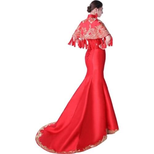 Vestido Oriental Red Chinese Traditional Evening Dress Women Modern Wedding Qipao Cheongsam Long Sexy Party Dresses China
