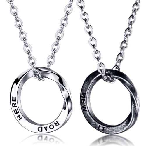 Vintage Mobius strip Stainless Steel Man Pendant Necklace Punk Link Chain Jewelry Boy Gift