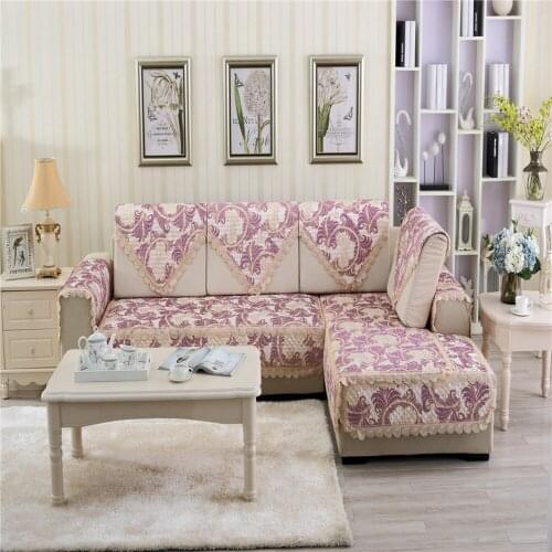 High quality European cotton Sofa Cover Combination Kit Fabric On-slip sofa Cushion Lace Sofa Set Towel Backrest