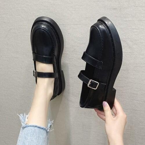 Womens Round Head Simple Wild Shoes Retro Wild Trend Flat Light ShoesFashion Trend Flat Shoes Students Womens Shoes U19-17