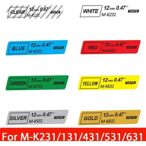 Ecowell 1pcs 12mm MK231 MK 231 M-K231 MK-231 Printer Ribbon for Brother P Touch PT-70 PT-80 PT-65 label maker Black on White