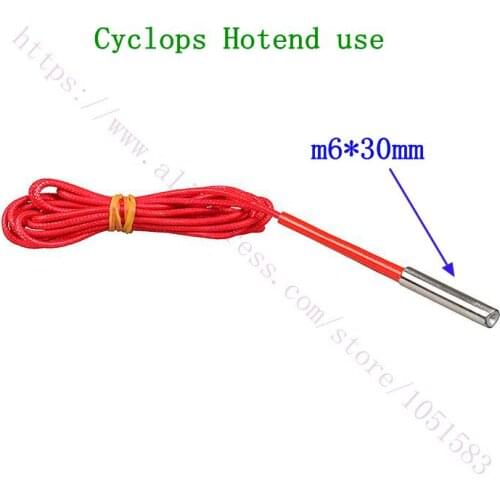 3pcs High Quality 12V / 24V 40W Cyclops Hotend Extruder 2 In 1 Out Heater Ceramic Cartridge Heater Dia 6x30mm 1 Meters Cable