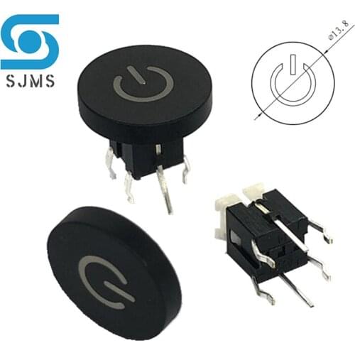 5Pcs 6*6*9.5mm DIP-6P Through Hole Micro Push Button Tactile Momentary With LED Power symbol Switch Tact Indication Button mode