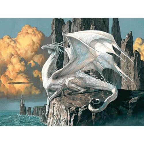 5D DIY Diamond Embroidery Seaside white dragons Diamond Mosaic Full Square Drills Rhinestone Artwork Home Decoration C484